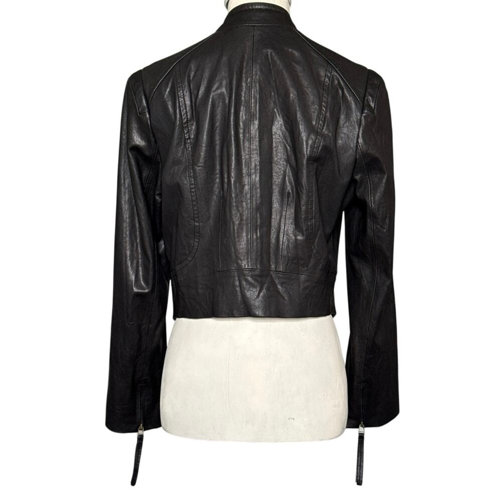 1st Avenue Womens Lambskin Leather Studded Moto Jacket Black Cropped Large EUC - Picture 3 of 16